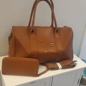 Brown Leather Duffel Bag Set